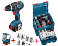 AKU vrtací šroubovák BOSCH Dynamic, GSR 14,4 V-Li+GLI+77ks