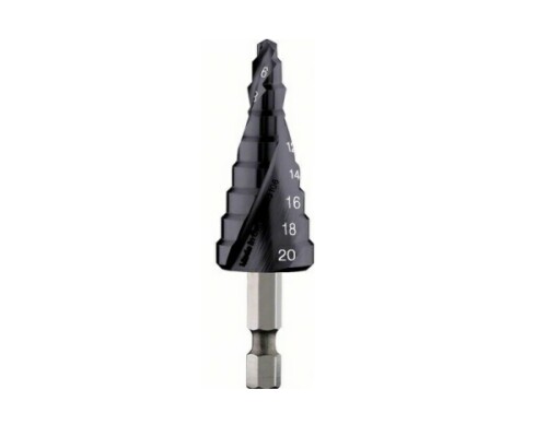 stupňovitý vrták BOSCH, HSS-AlTin, 9 stupňů, 4-20mm, upnutí 1/4" Bosch profi2608588070