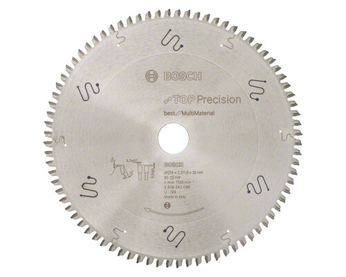 Pilový kotouč TOP Precision MultiMaterial 254x2,3(1,8)x30mm, 80T HLTCG Bosch profi2608642098