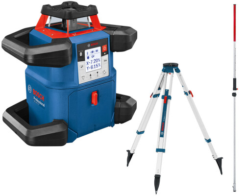 Stavební samonivelační rotační laser Bosch GRL 600 CHV + stativ a lať Bosch profi06159940P5