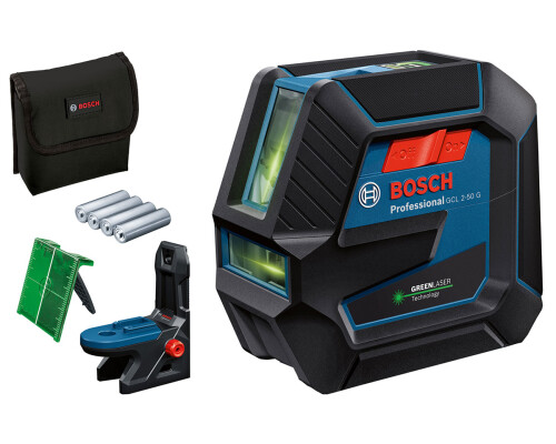 Stavební křížový zelený laser Bosch GLL 2-50 G + držák RM10 Bosch profi0601066M00