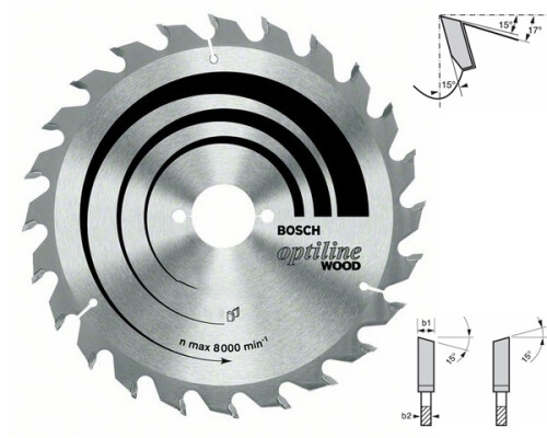 pilový kotouč na dřevo OPTILINE, 160x1,8x20(16)mm-24WZ Bosch profi2608641171