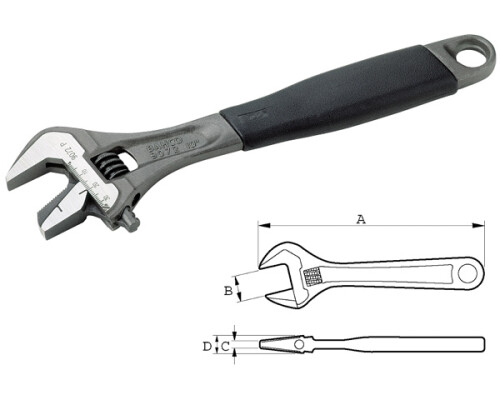 Stavitelný švédský klíč Bahco s otočnou čelistí pro trubky, 0-33mm Bahco9072P