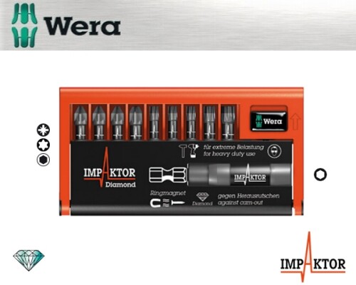 sada bitů WERA 8755/67-9/IMP DC Impaktor Bit-Check, 9+1+1ks WeraW057683